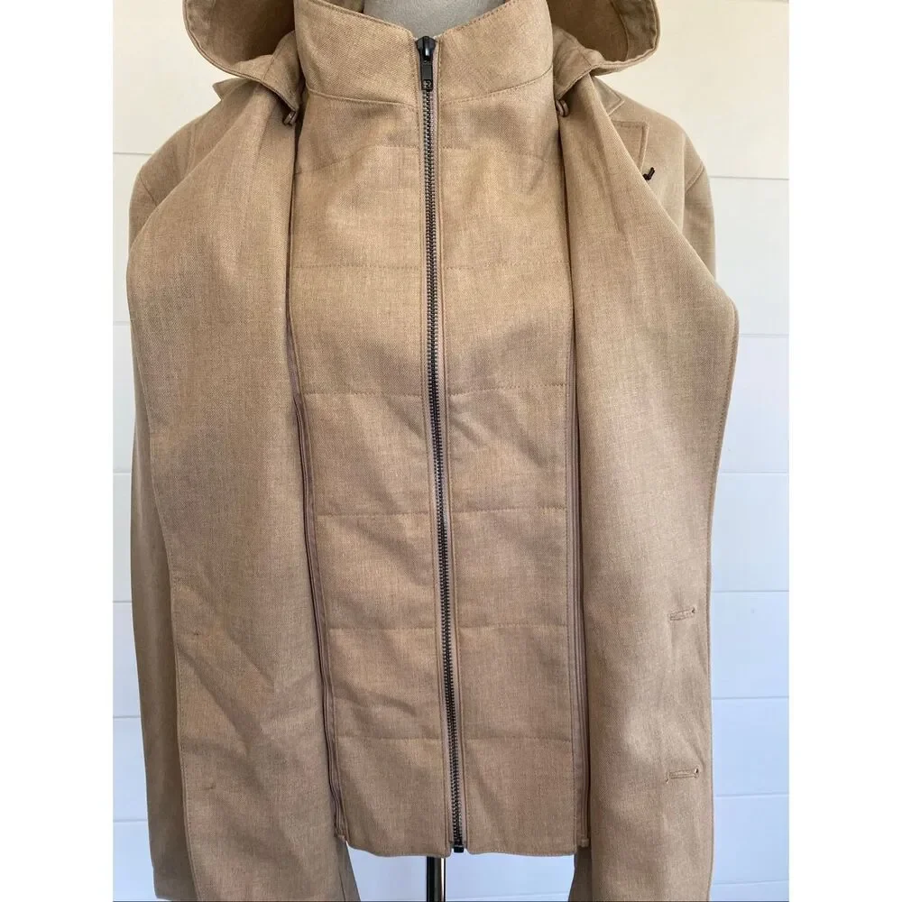 GIASONE Austin Hood Detachable Casual Blazer Jacket Camel Sport Coat Sz 44 R NEW - Picture 4 of 11